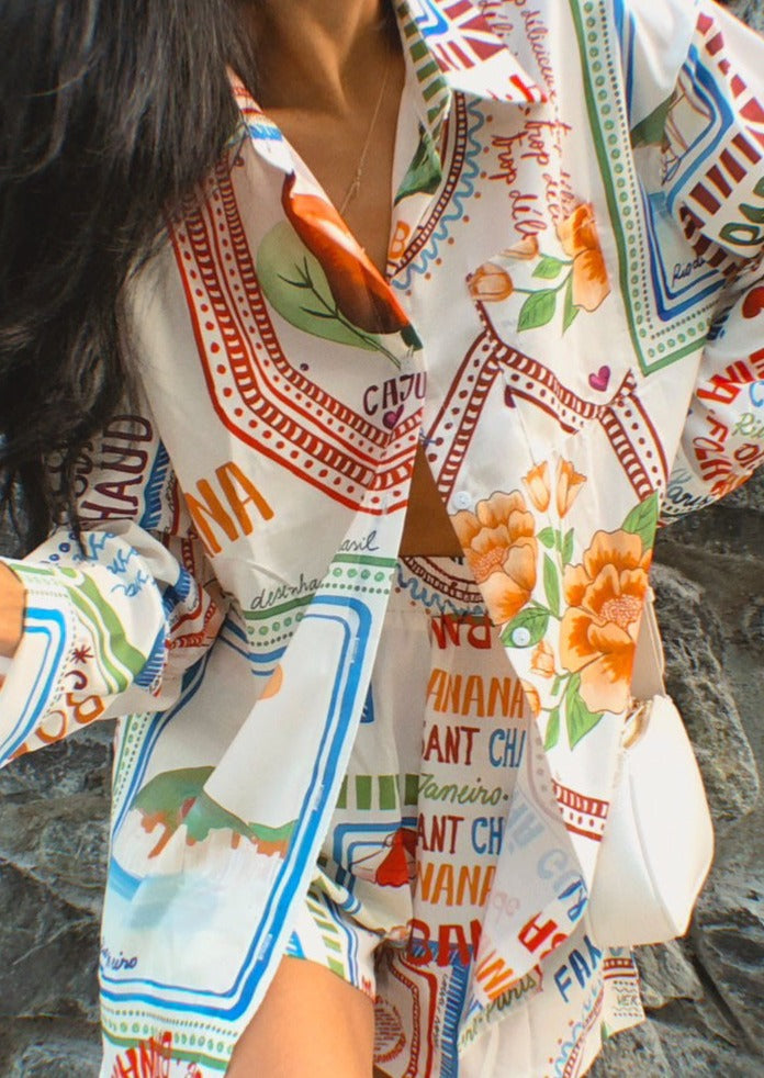 Doutzen | Dames set met overhemd print
