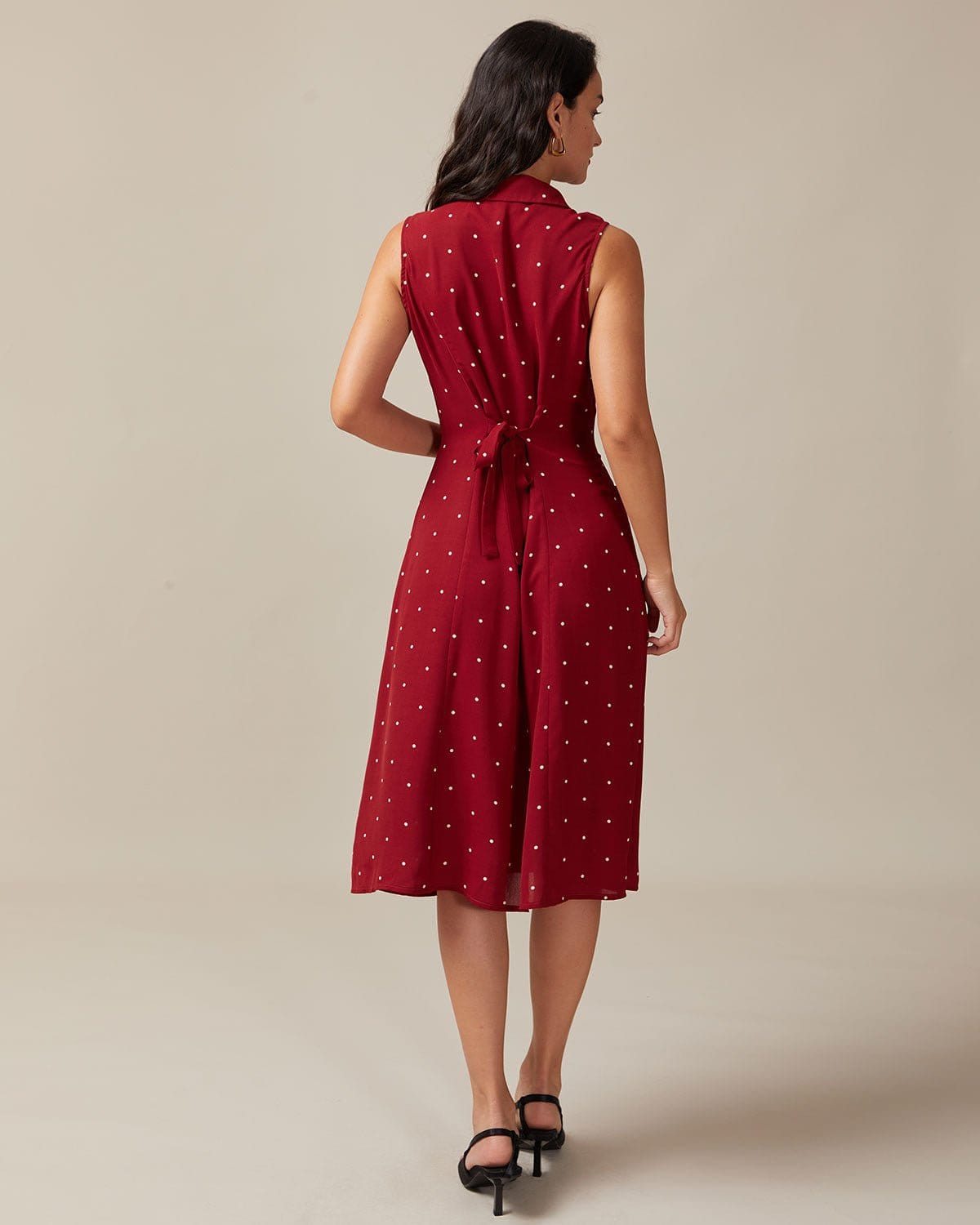 Rosa | Polkadot Midi Jurk Dames - Luchtig, Stijlvol met Knopen en V-hals
