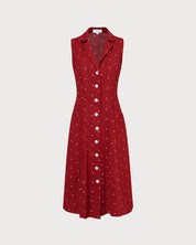 Rosa | Polkadot Midi Jurk Dames - Luchtig, Stijlvol met Knopen en V-hals