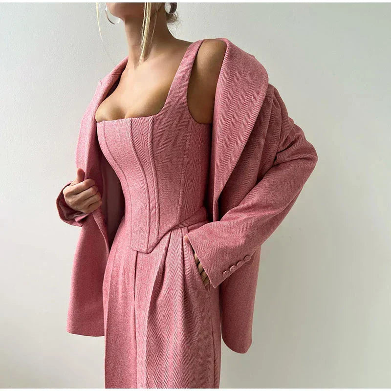 Gracelynn | Dames blazer met getailleerde broekset en corsettop