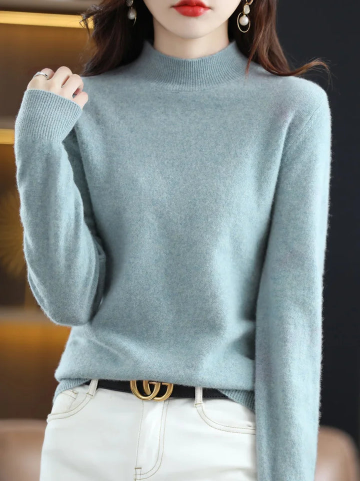 Dames Mock Neck Warme Gebreide Trui