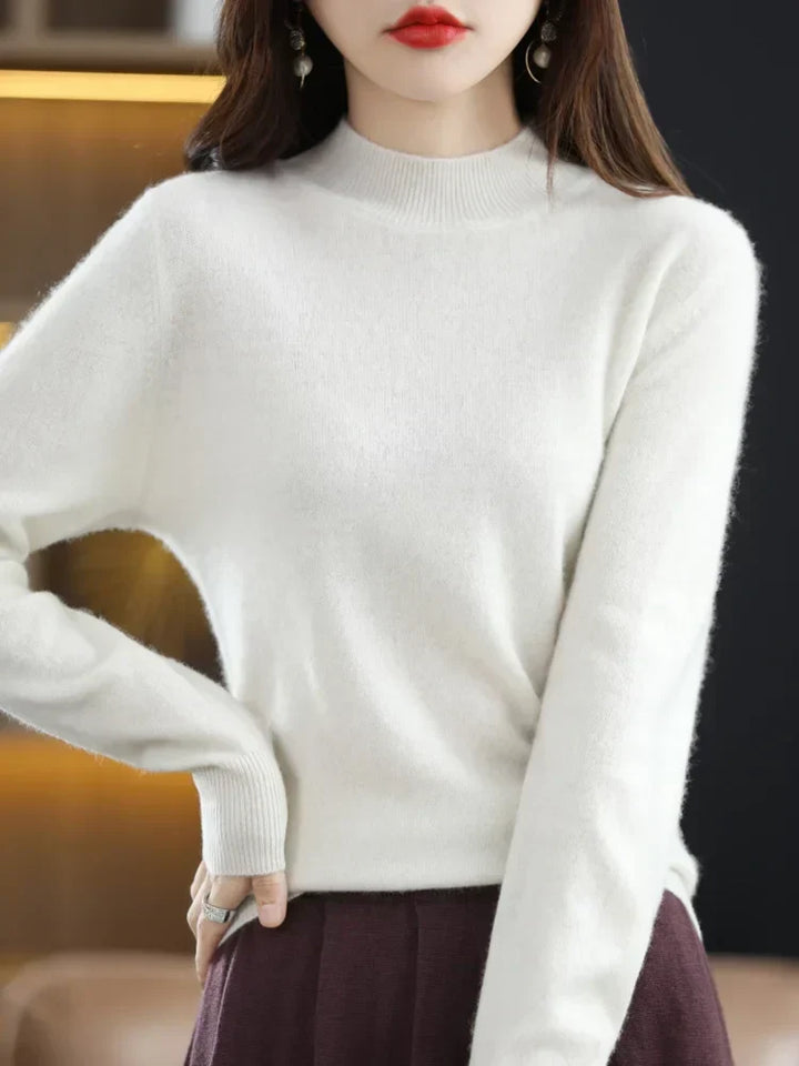 Dames Mock Neck Warme Gebreide Trui