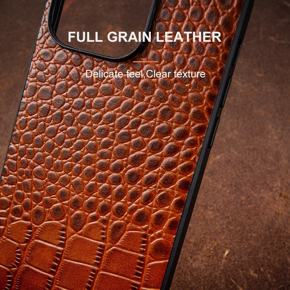 Echte Croc Leren iPhone Hoes