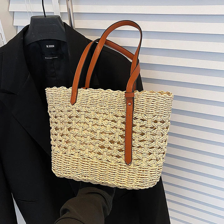 Arleth | Dames shopper tas met gevlochten structuur handgrepen