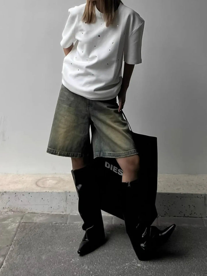 Iris | Dames Shorts met Hoge Taille Losse Pijpen