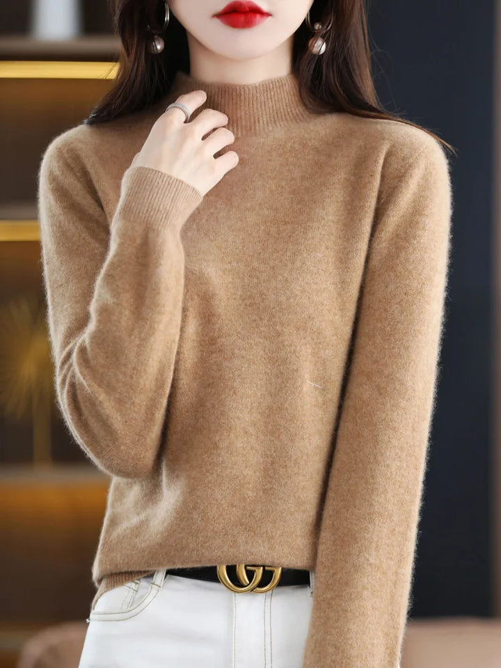 Dames Mock Neck Warme Gebreide Trui