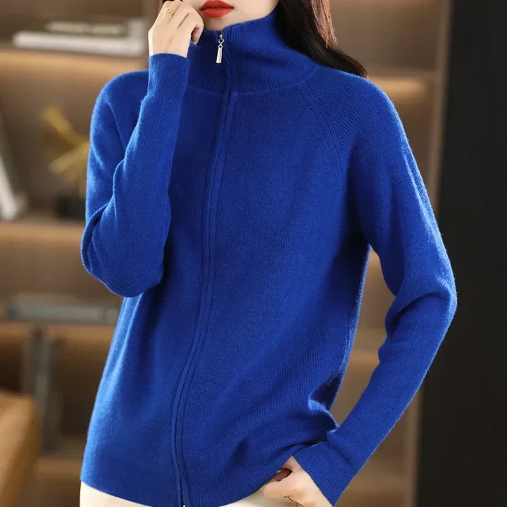Dames Cardigan met Dubbele Rits Sluiting