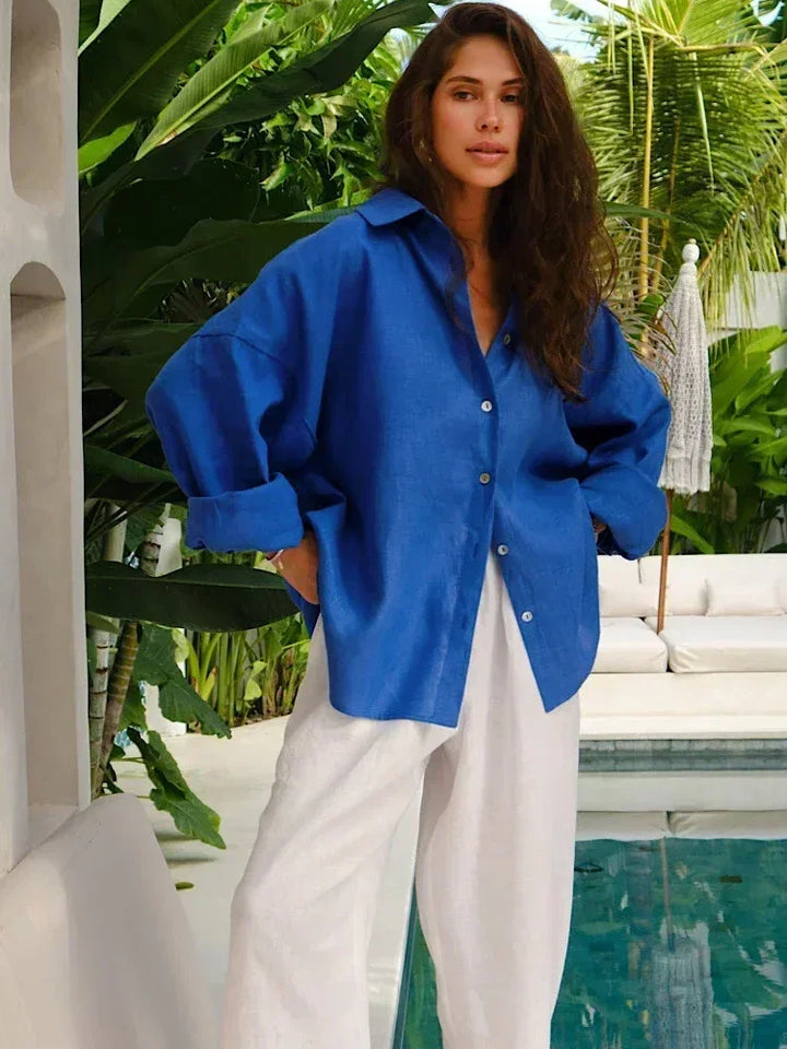 Sylvia | Damesblouse met knoopsluiting en lange mouwen