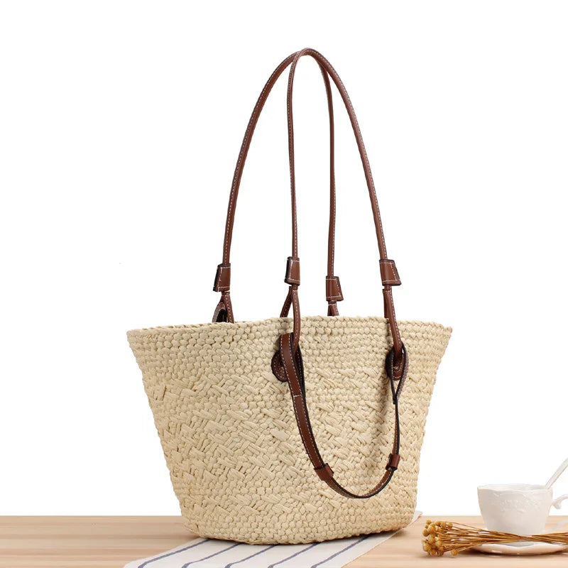 Lena | Dames shopper tas gevlochten schouderbanden
