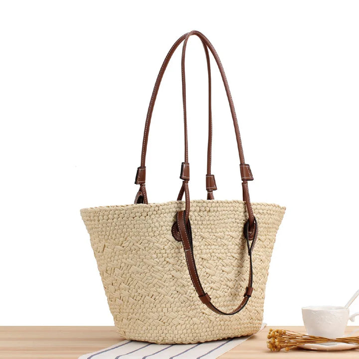 Lena | Dames shopper tas gevlochten schouderbanden