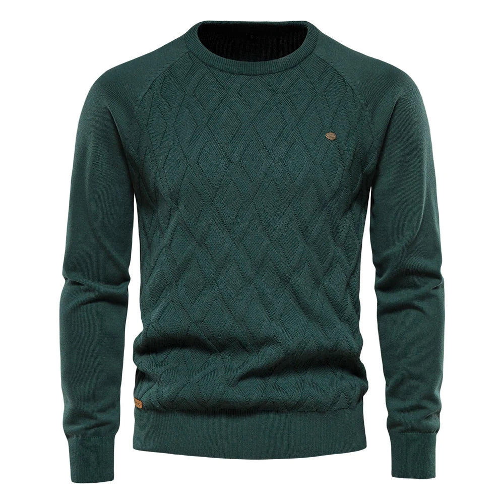 Heren Trui met Ronde Hals en Textuurdesign