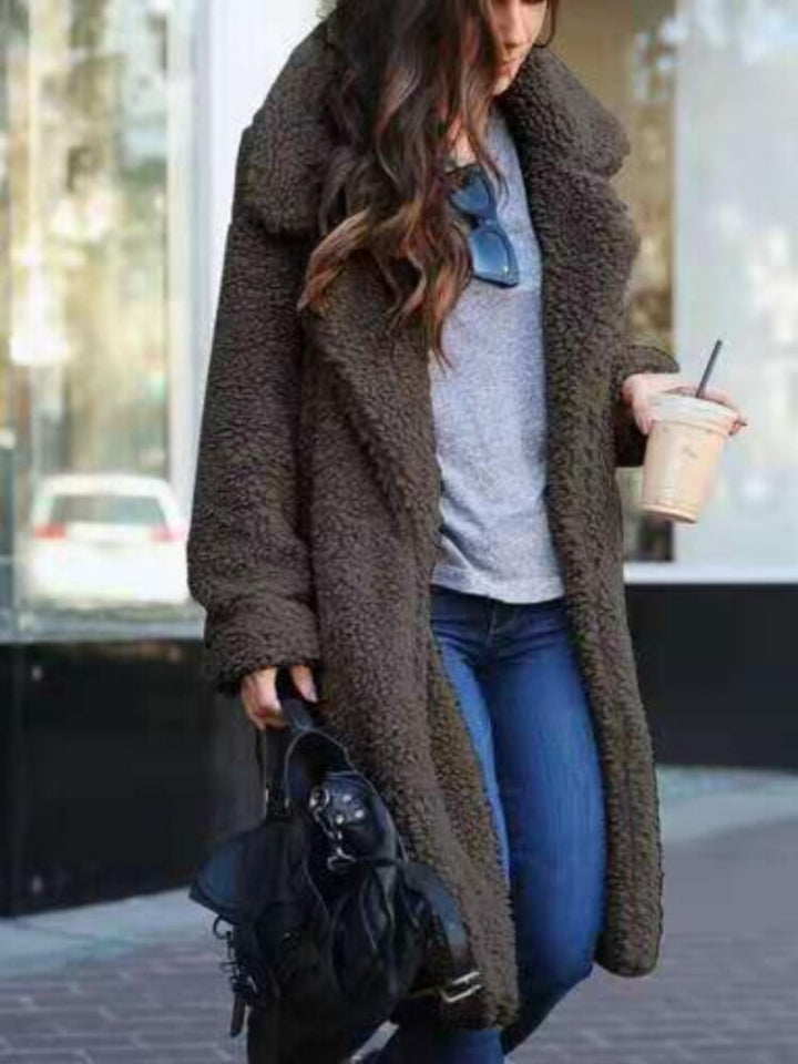 Zachte Dames Fleece Teddy Jas Lange Stijl