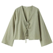 Lillian | Linnen Blouse Met Strikjes