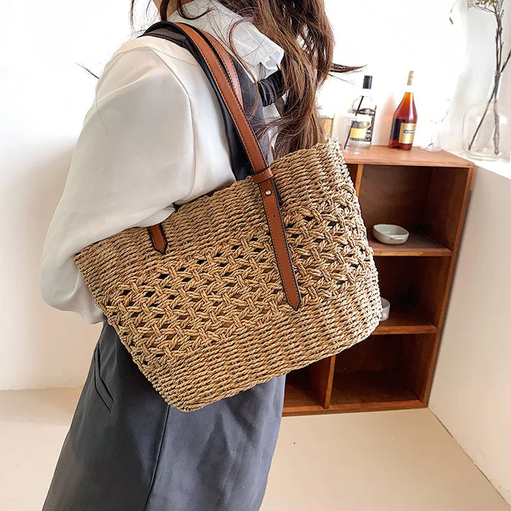 Arleth | Dames shopper tas met gevlochten structuur handgrepen