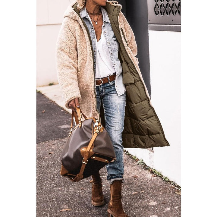Dames Lange Hooded Warme Winterjas