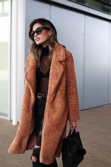 Zachte Dames Fleece Teddy Jas Lange Stijl