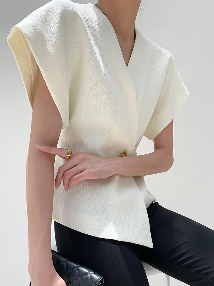 Calliope | Dames blazer top met knoopsluiting mouwloos