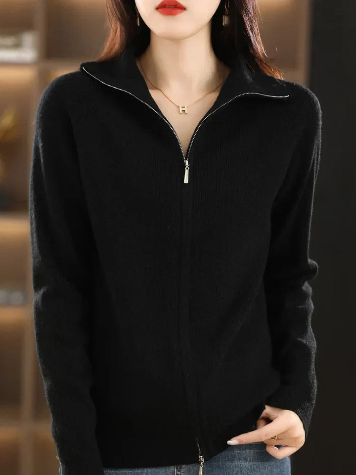 Dames Cardigan met Dubbele Rits Sluiting