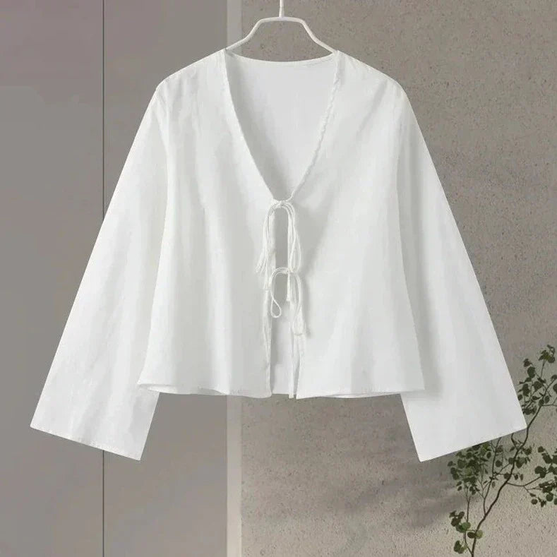Lillian | Linnen Blouse Met Strikjes
