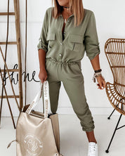 Yvette | Jumpsuit Met Lange Mouwen En Elastische Taille