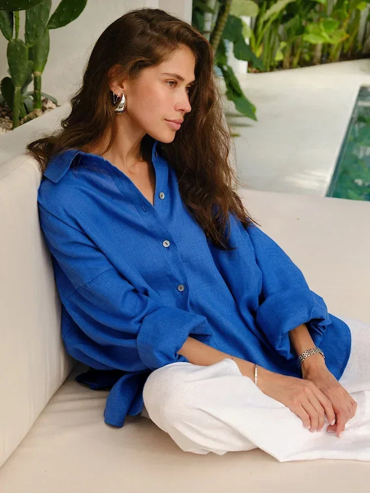 Sylvia | Damesblouse met knoopsluiting en lange mouwen
