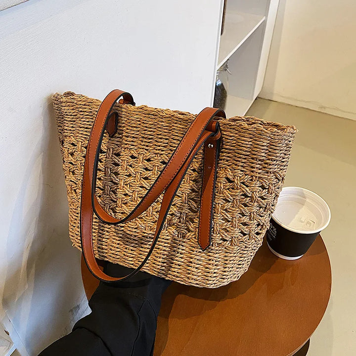 Arleth | Dames shopper tas met gevlochten structuur handgrepen