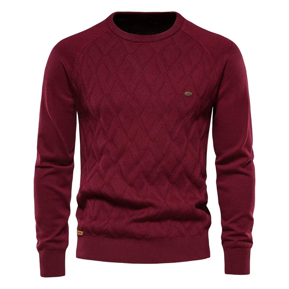 Heren Trui met Ronde Hals en Textuurdesign
