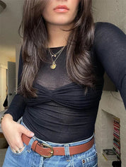 Jaylie | Elegante Off-Shoulder Crop Top met Lange Mouwen