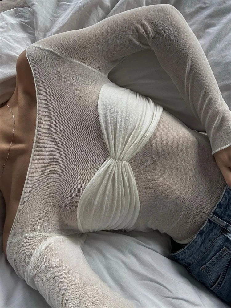 Jaylie | Elegante Off-Shoulder Crop Top met Lange Mouwen