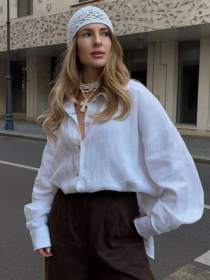 Sylvia | Damesblouse met knoopsluiting en lange mouwen