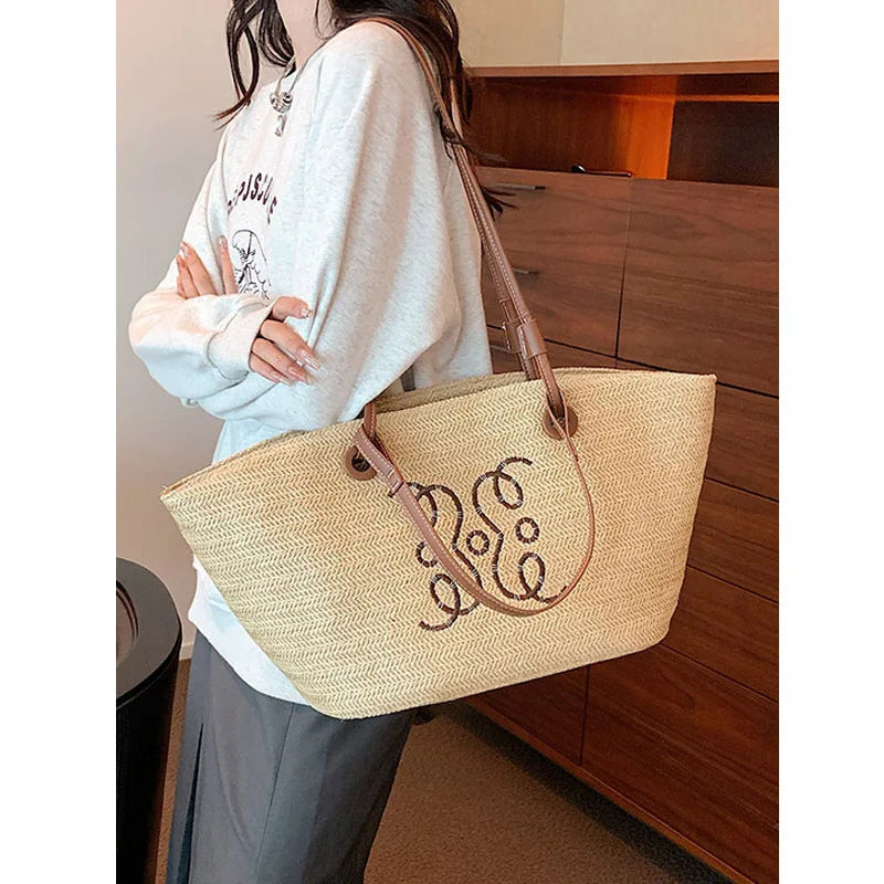 Meadow | Dames shopper tas borduurdetail schouderbanden