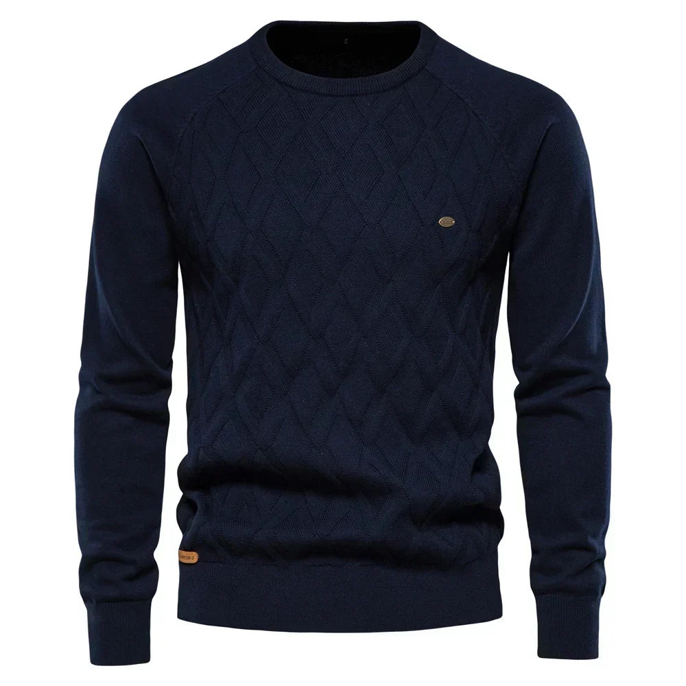 Heren Trui met Ronde Hals en Textuurdesign