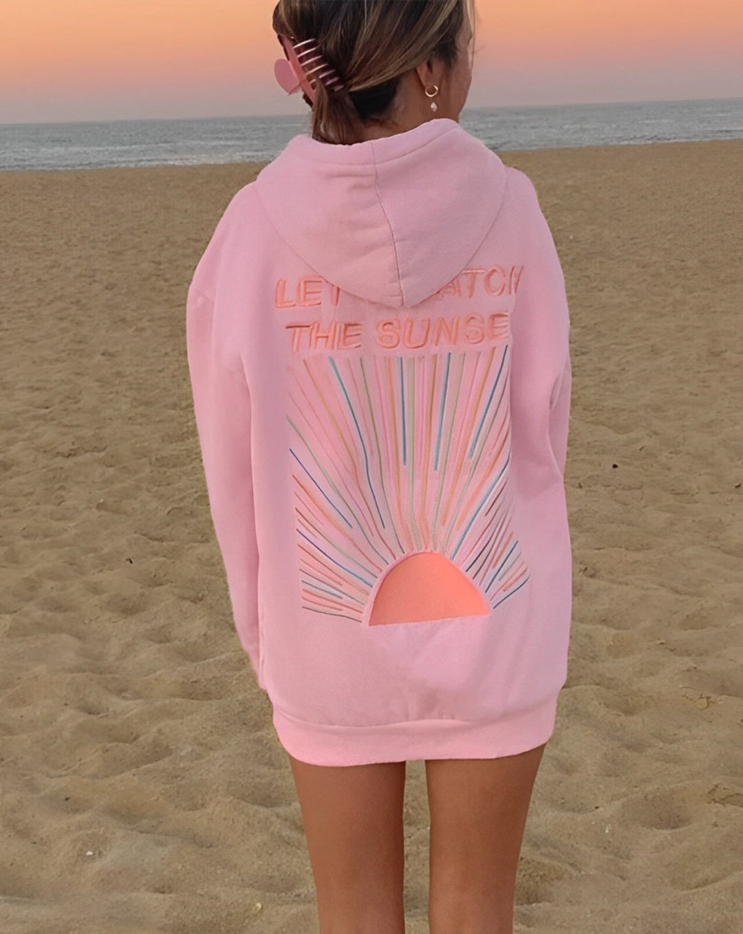 Joy | Dames Hoodie met Capuchon Rugprint Tekst Zonmotief