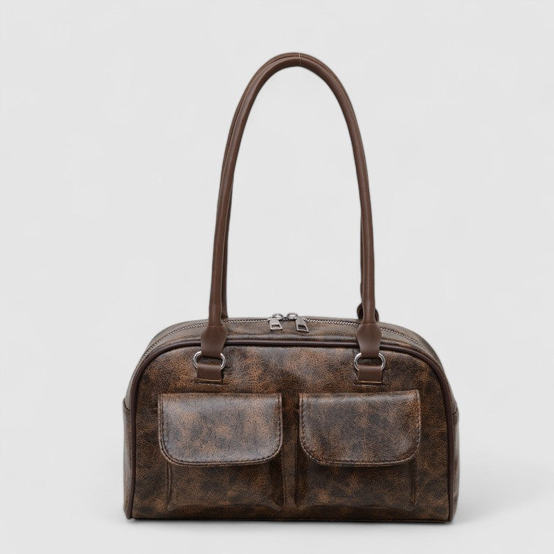 Vintage Look Schoudertas Dames – Vegan Leer, 27 cm