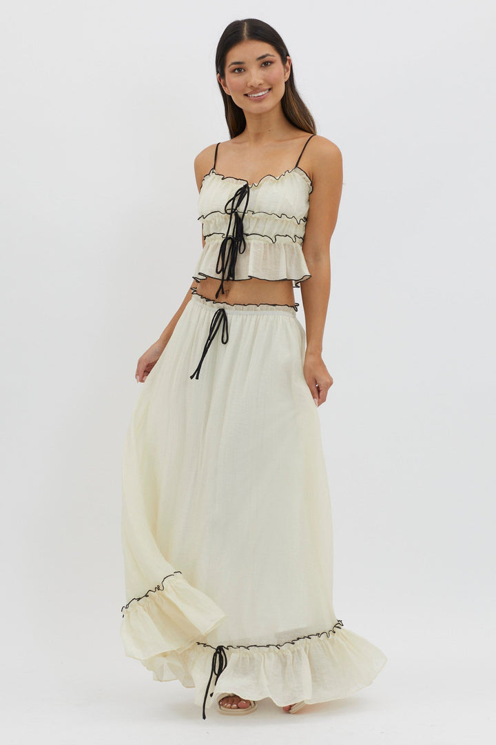 Charleigh | Dames tweedelige set met spaghettibandjes lange rok