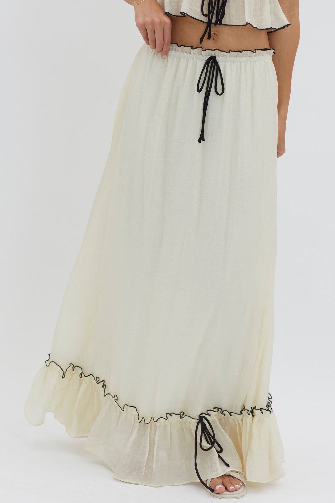 Charleigh | Dames tweedelige set met spaghettibandjes lange rok