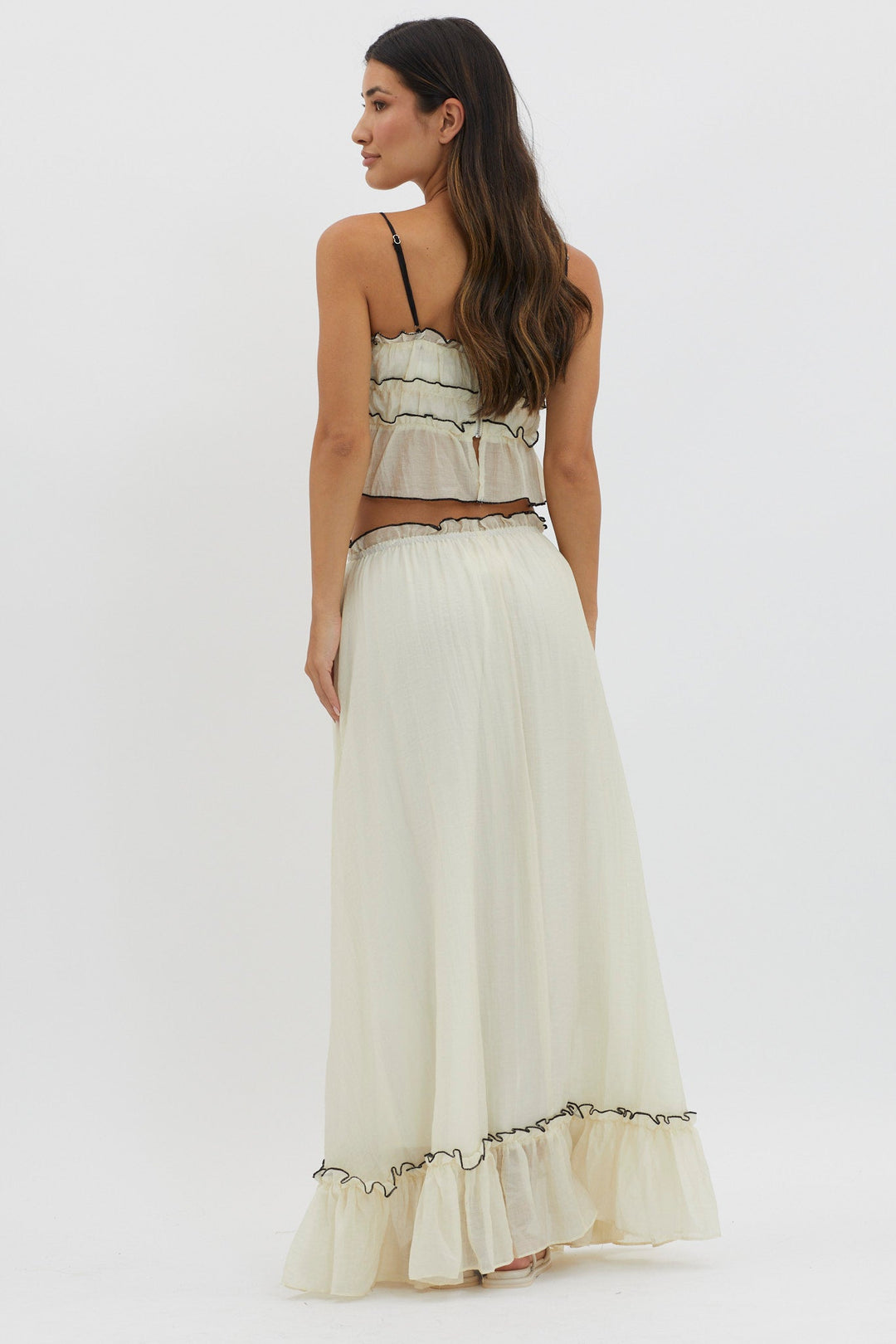 Charleigh | Dames tweedelige set met spaghettibandjes lange rok
