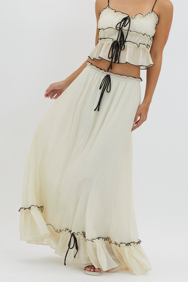 Charleigh | Dames tweedelige set met spaghettibandjes lange rok
