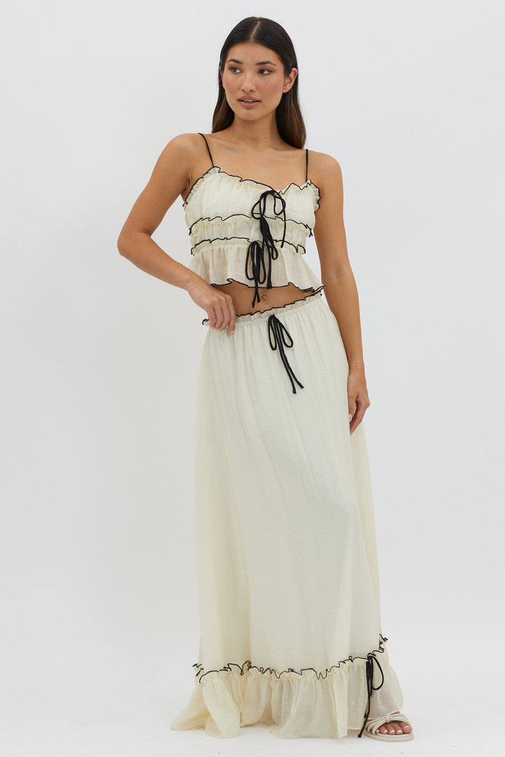 Charleigh | Dames tweedelige set met spaghettibandjes lange rok