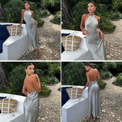 Mouwloze Elegante Maxi-Jurk met Open Rug Design