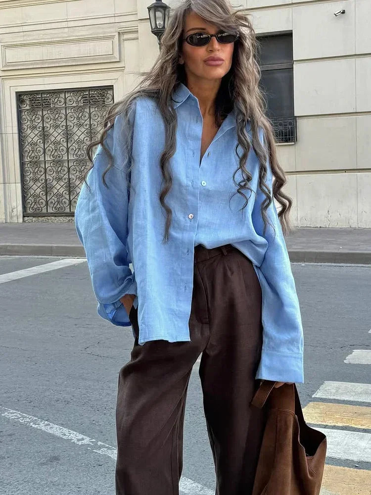 Sylvia | Damesblouse met knoopsluiting en lange mouwen