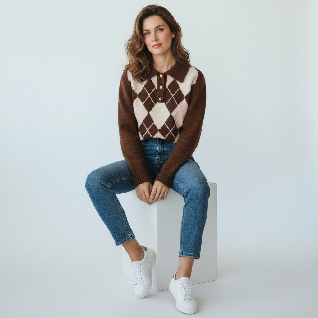 Sabbie | Gebreide Dames Trui met Trendy Patroon - Comfortabel en Stijlvol