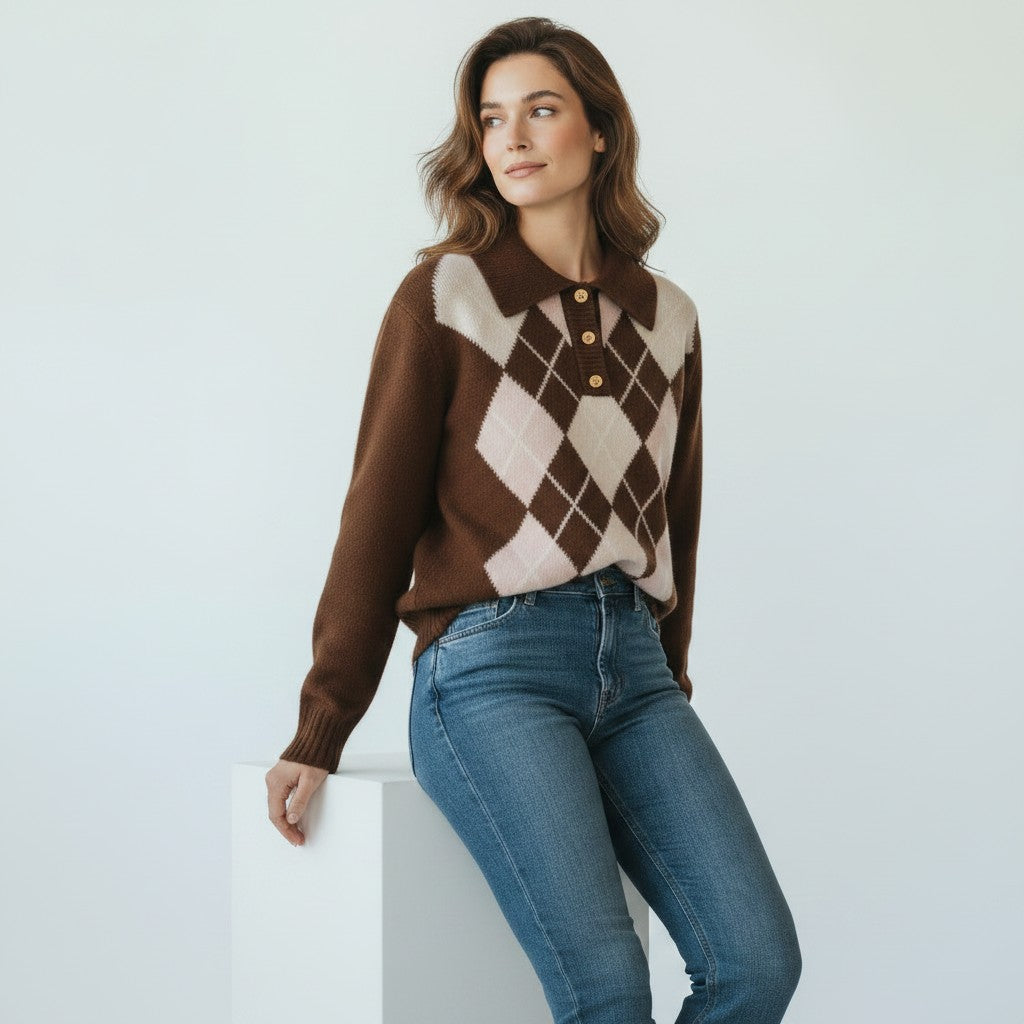 Sabbie | Gebreide Dames Trui met Trendy Patroon - Comfortabel en Stijlvol