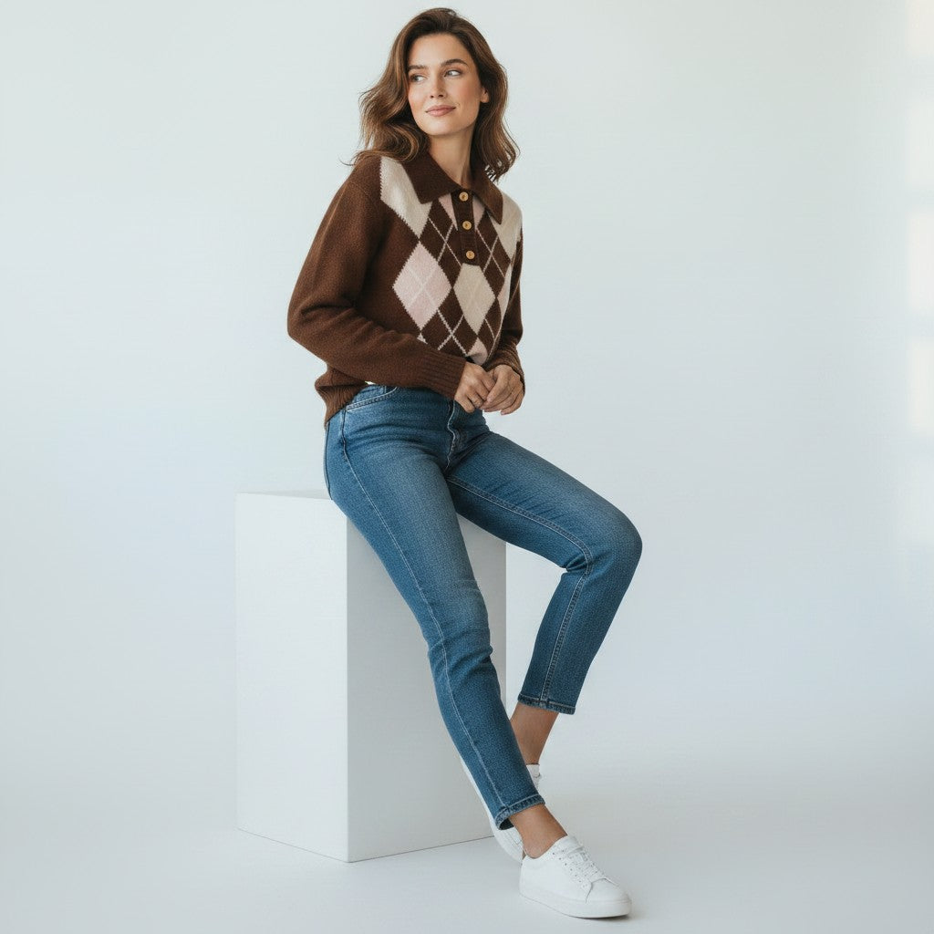 Sabbie | Gebreide Dames Trui met Trendy Patroon - Comfortabel en Stijlvol