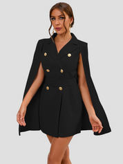 London | Blazer Jurk met Gouden Knopen en Cape