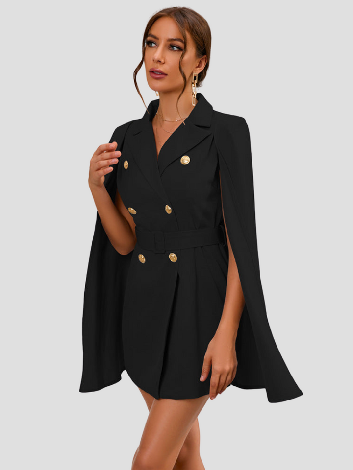 Faye | Dames blazer jurk met cape knopen