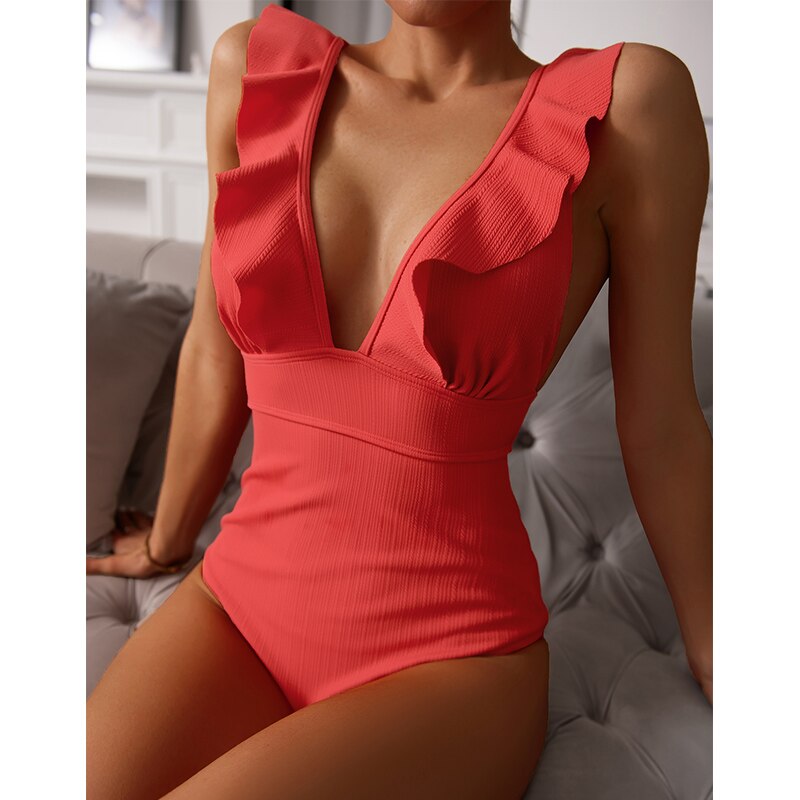 Ivy | Stijlvol Badpak met Lage V-Hals - Comfortabele Stretch Stof, Boho Stijl