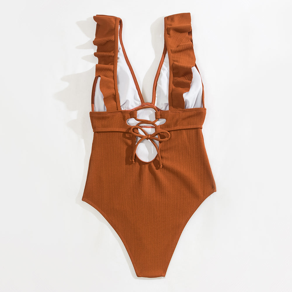 Ivy | Stijlvol Badpak met Lage V-Hals - Comfortabele Stretch Stof, Boho Stijl
