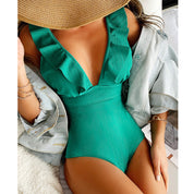 Ivy | Stijlvol Badpak met Lage V-Hals - Comfortabele Stretch Stof, Boho Stijl