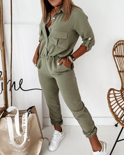 Yvette | Jumpsuit Met Lange Mouwen En Elastische Taille